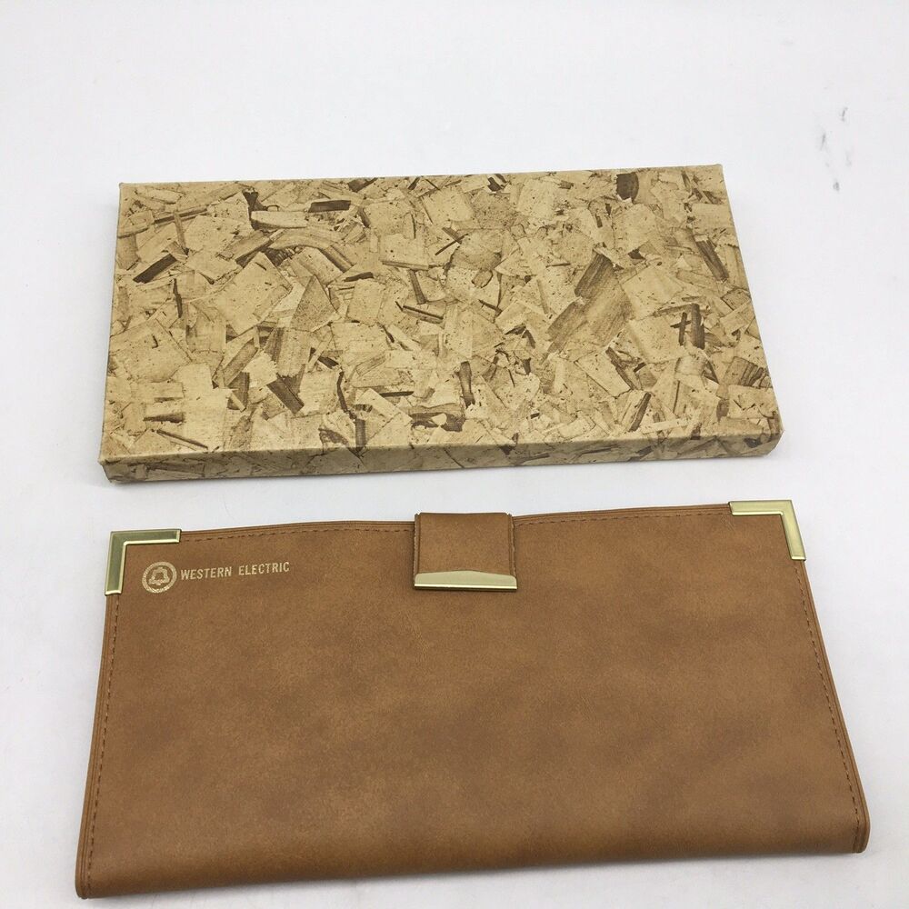 Vtg Western Electric Auto Car Folio  Unused Faux Brown Leather Employee Gift